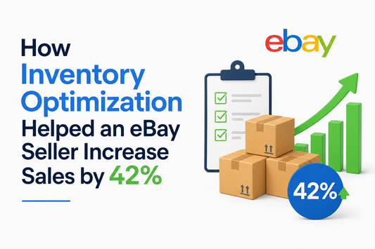 eBay inventory management case study showing sales growth through inventory forecasting, product listing management, stock optimization, eBay storefront improvement, and marketplace performance analysis.