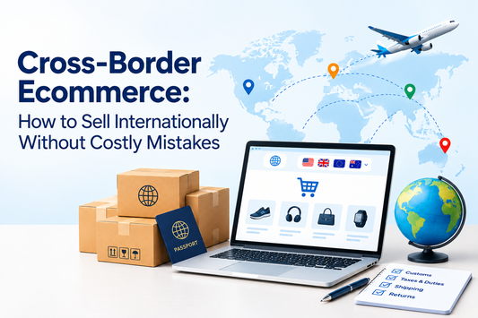Cross-border ecommerce strategies for international selling, shipping, customs, and global marketplace expansion.