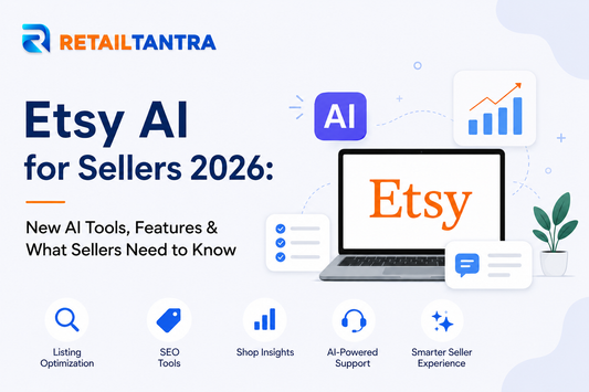 Etsy AI for sellers 2026 featuring new Etsy AI tools, Etsy SEO, listing optimization, shop insights and seller support
