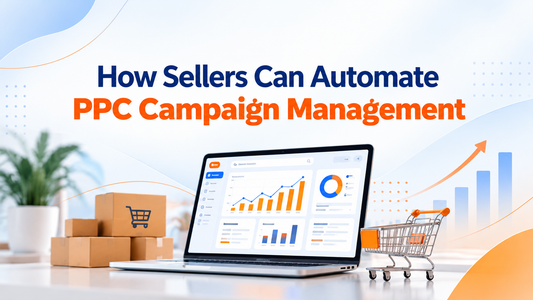 Amazon Ads AI auto-optimization dashboard showing automated PPC campaign management, bid optimization, keyword analysis, and advertising performance metrics for sellers